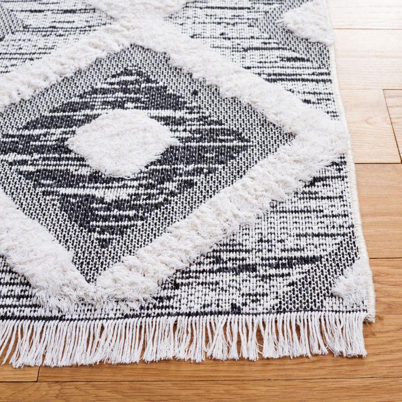 Augustine Black and Ivory Flat Woven Runner Rug