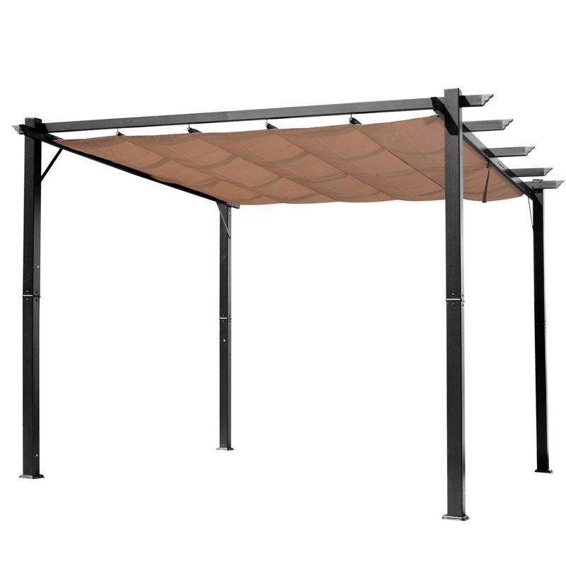 Outsunny Outdoor Retractable Pergola Canopy, Aluminum Patio Pergola, Backyard Shade Shelter for Porch Party, Garden, Grill Gazebo