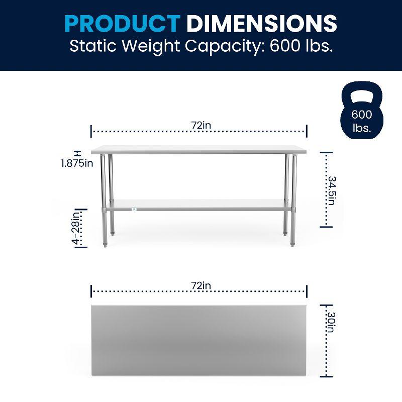 Flash Furniture Woodford NSF Certified Stainless Steel Prep and Work Table with Undershelf