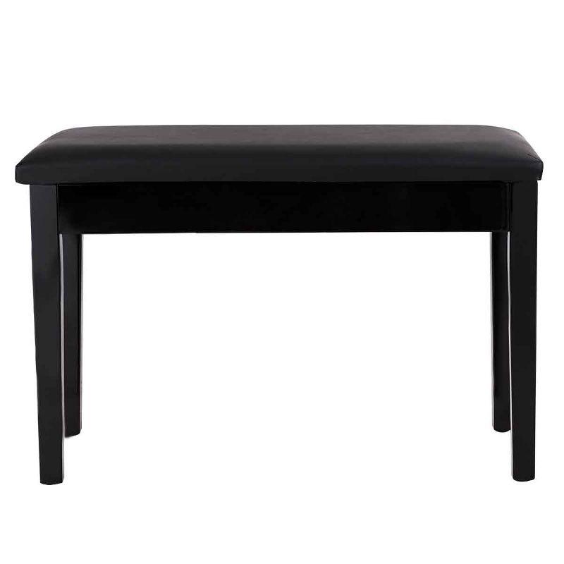 Tangkula PU Leather Piano Bench Solid Wood Padded Double Duet Keyboard Seat w/ Storage Box Black
