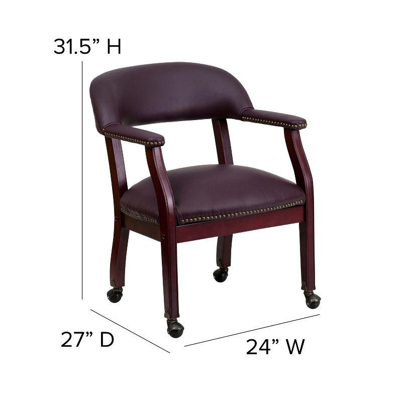 Elegant Burgundy LeatherSoft Conference Chair with Brass Accents