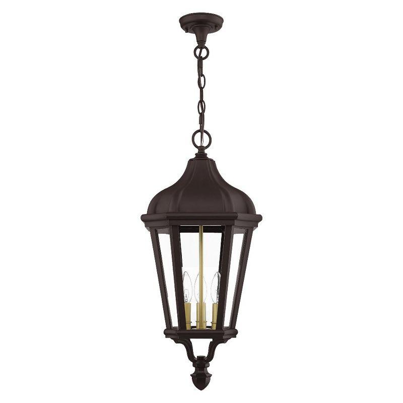 Elegant Morgan Bronze 3-Light Outdoor Pendant with Clear Glass