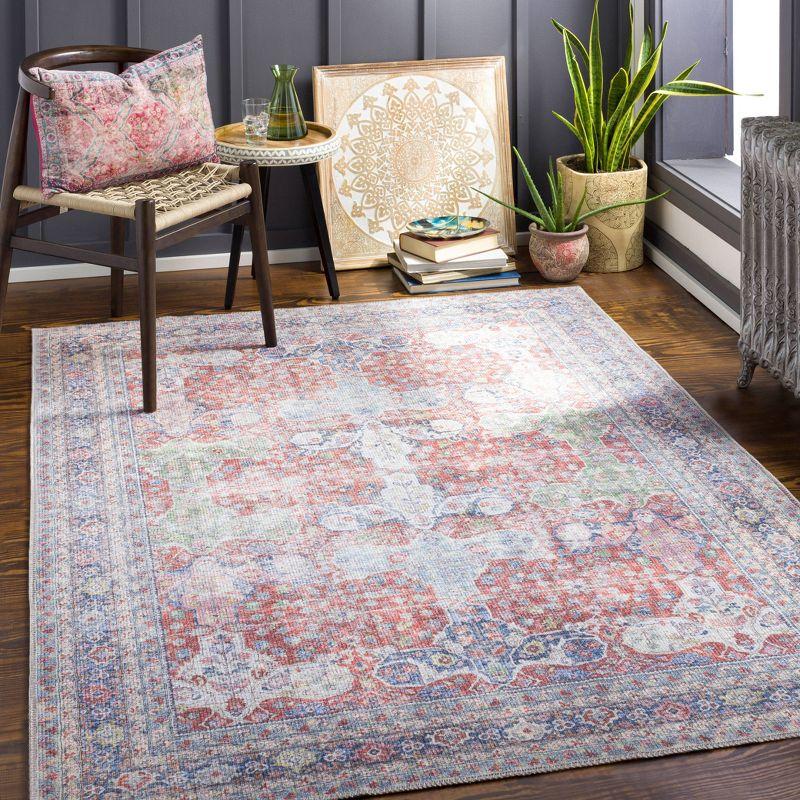 Alanya Red and Blue Boho-Chic Machine Washable Runner