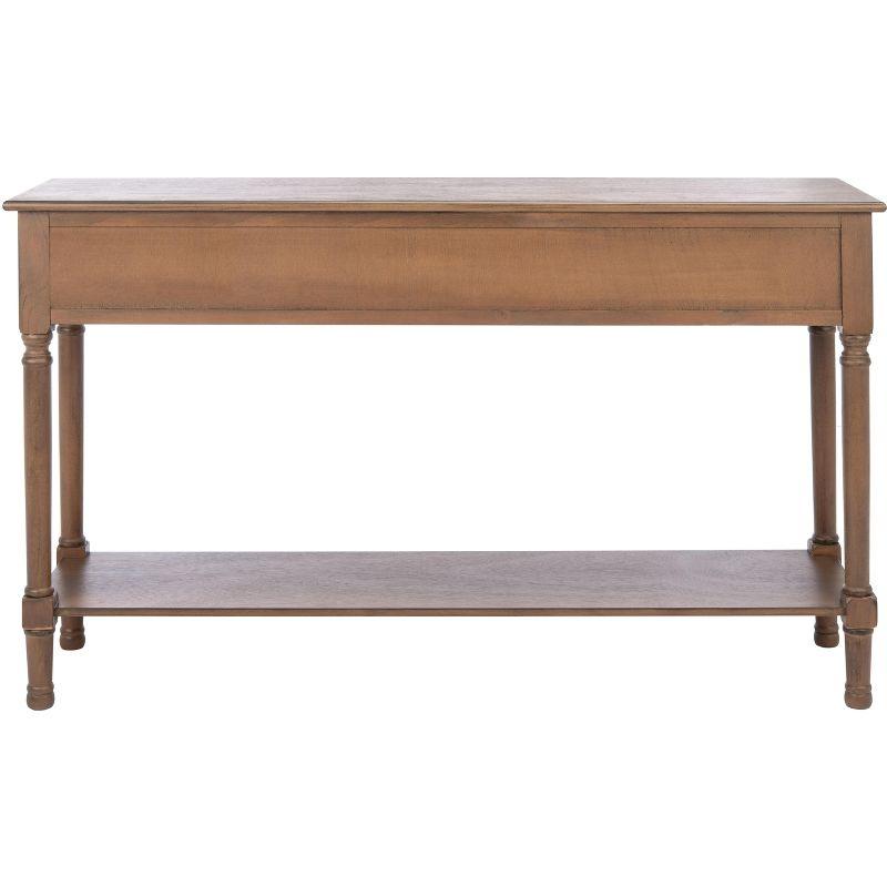 Landers Brown Wood and Metal 3-Drawer Console Table