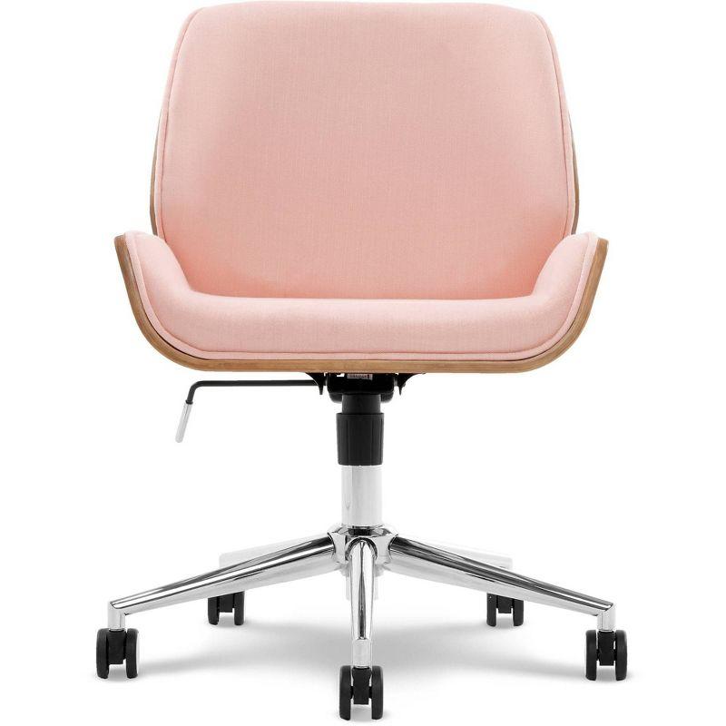 Ophelia Bentwood Task Chair French Pink - Adore Decor: Upholstered, Adjustable Height, with Casters/Wheels