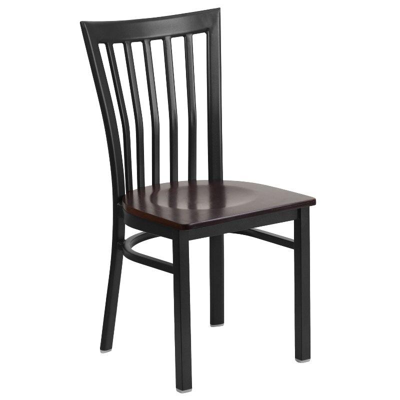 Elegant Black Steel and Walnut Wood Slat Side Chair