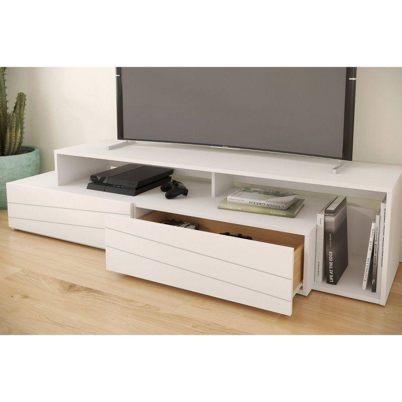 Modern 72-inch White Melamine TV Stand with Storage