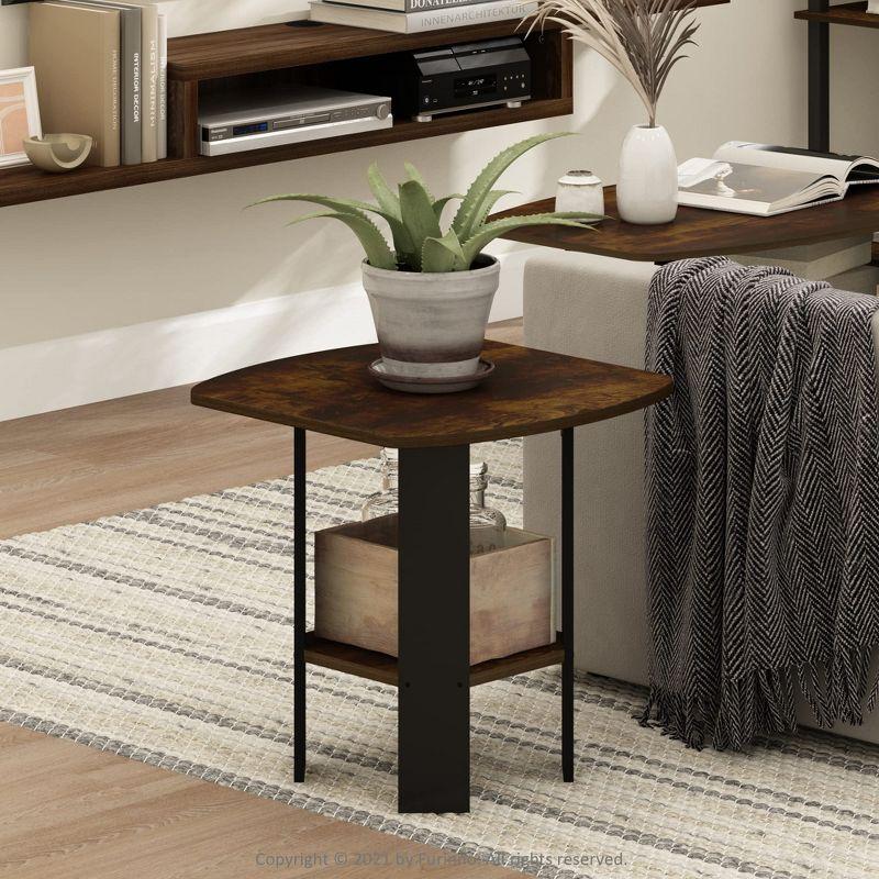 Furinno Industrial End Table Sofa Side Coffee Table with 2 Storage Shelf,Rustic Brown