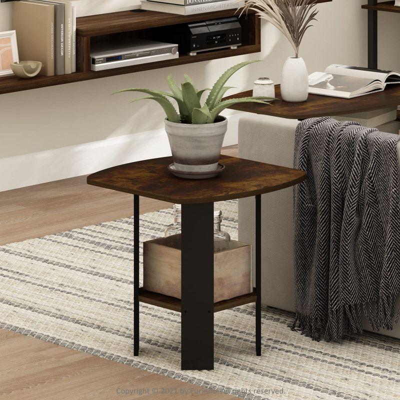 Amber Pine & Black Compact Rustic End Table with Storage