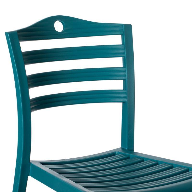 Fabulaxe Plastic Dining Chair with Ladderback Design, Blue