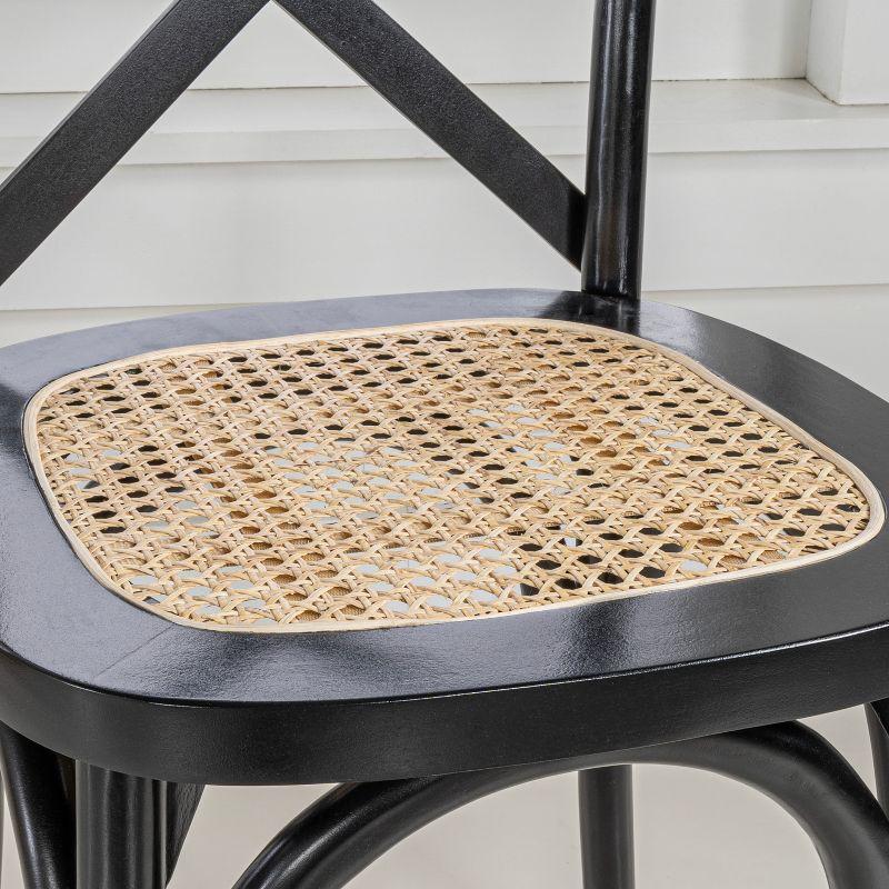 Cassis Classic Traditional X-Back Wood Rattan Dining Chair, Black/Natural (Set of 2) - JONATHAN Y