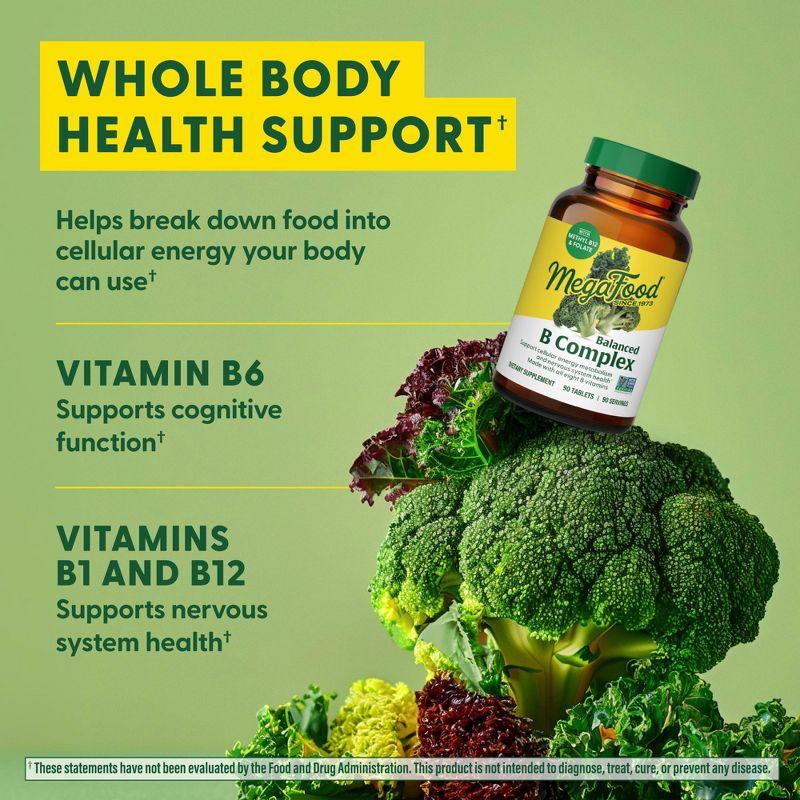 MegaFood Balanced B Complex Vitamins, Vitamin B6, Vitamin B12 & Biotin, Vegan - 90 Tablets