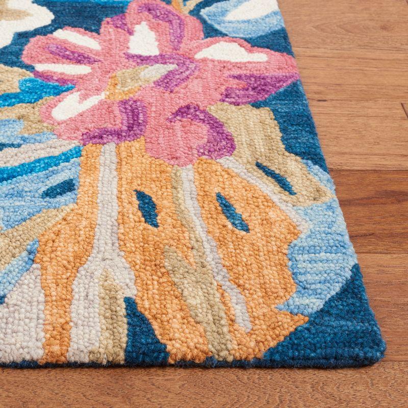 Handmade Blue Floral Wool Tufted Area Rug, 3' x 5'