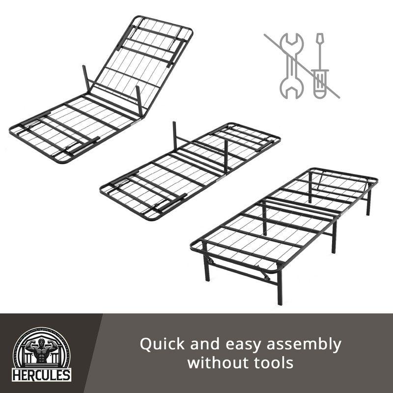 Hercules Folding Metal Bed Frame, 14 Inch Heavy Duty Platform Mattress Foundation, Easy Assembly, Noise Free, No Box Spring Needed, Twin