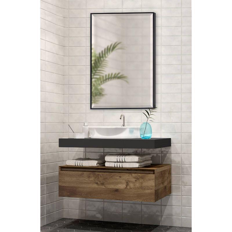 24.7" x 36.7" Rhodes Rectangle Wall Mirror Black - Kate & Laurel All Things Decor
