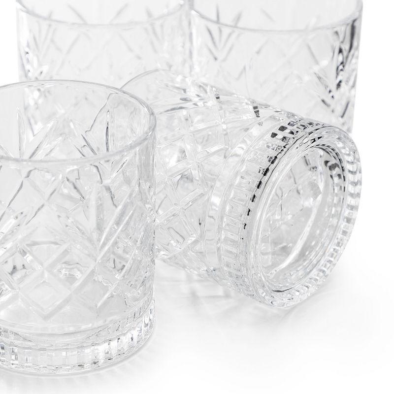 Gibson Home 4 Piece 13 Ounce Diamond Embossed Double Old Fashioned Glassware Set
