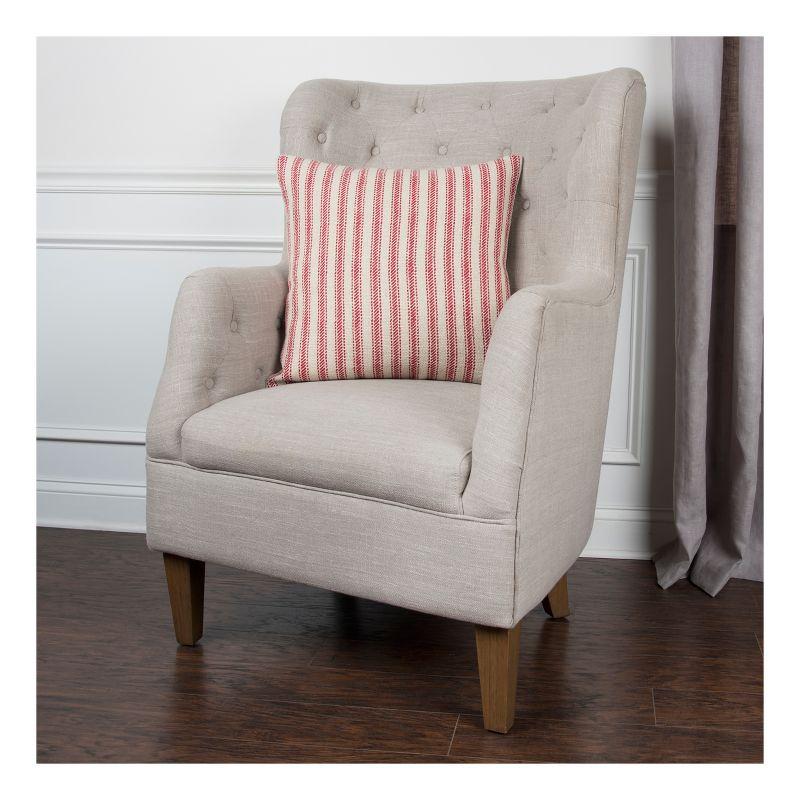 20"x20" Oversize Ticking Striped Square Throw Pillow Red - Rizzy Home: Cotton Canvas, Indoor Decorative Cushion with Zipper