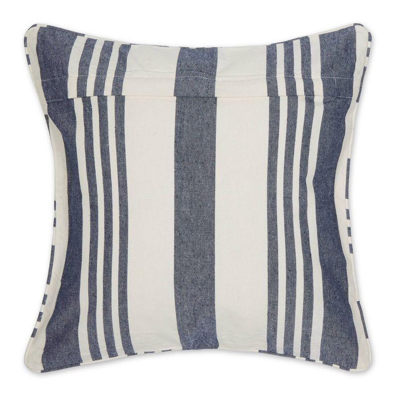 2pc 18"x18" Bold Chambray Striped Recycled Cotton Square Throw Pillow Cover - Design Imports