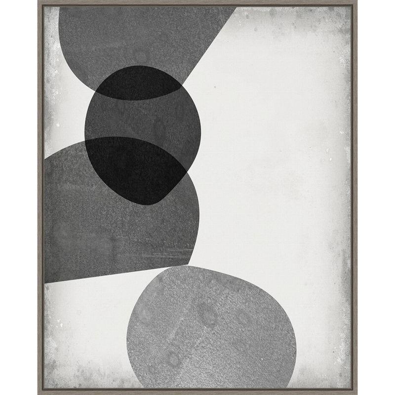 Gray Abstract Shapes II Framed Canvas Wall Art