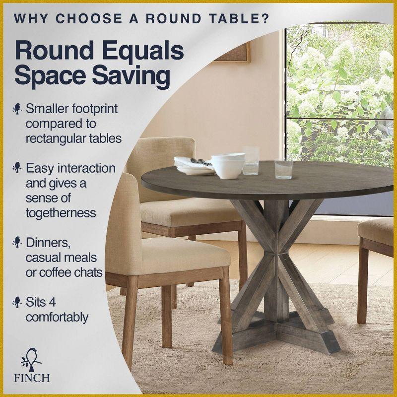 Finch Alfred Round Solid Wood Rustic Dining Table