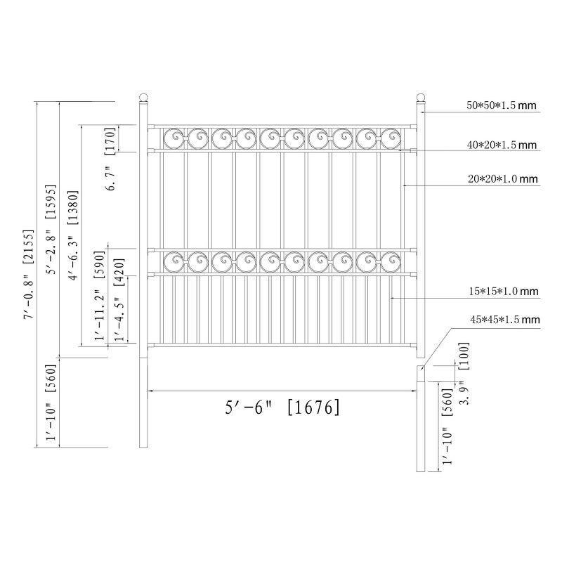 ALEKO Paris 60'' H x 96'' W Black Metal Fencing