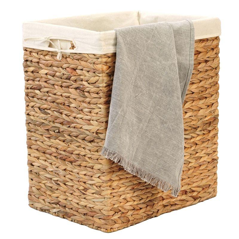 Vintiquewise Handmade Rectangular Water Hyacinth Wicker Laundry Hamper with Lid Natural, Large
