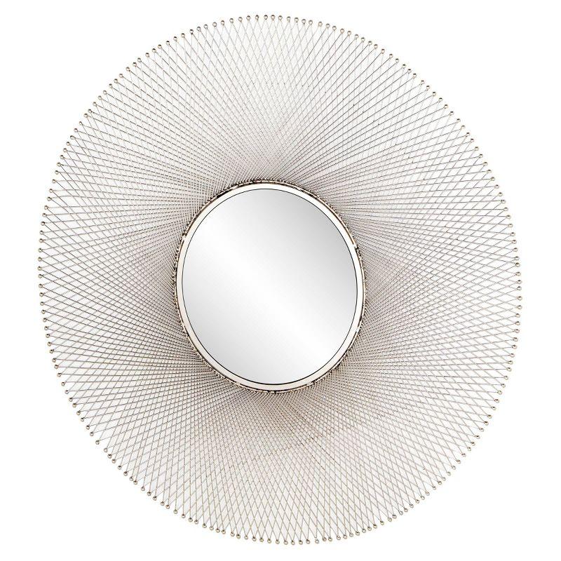 45" x 45" Metal Starburst Wall Mirror Silver - Olivia & May: Iron Frame, Round Shape, No Assembly Required