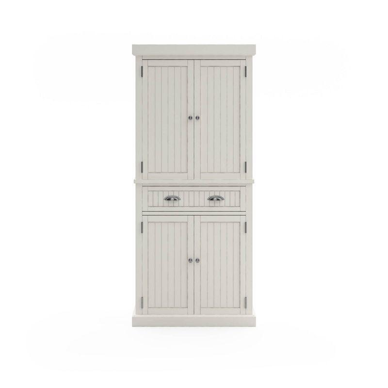 Nantucket Pantry Off White - Homestyles: Coastal Style Storage, 4-Door Hardwood Cabinet with Adjustable Shelves