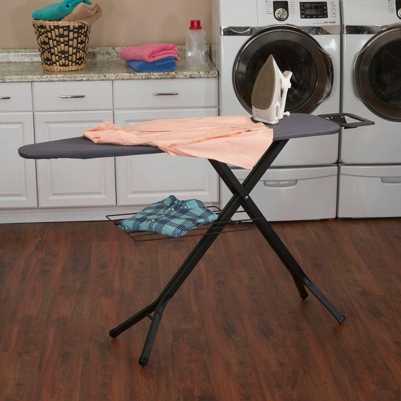 Household Essentials Deluxe Matte Black Ironing Board 4 Legs: Collapsible Metal, 54" x 14", 12.85 lbs, No Warranty