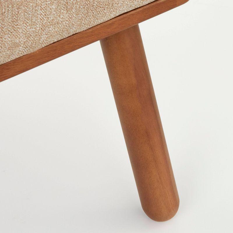 Buylateral 4pc Playmate Mid Century Modern Upholstered Breakfast Nook Dining Set Walnut/Beige: Versatile Upholstered Furniture, Rubberwood Frame