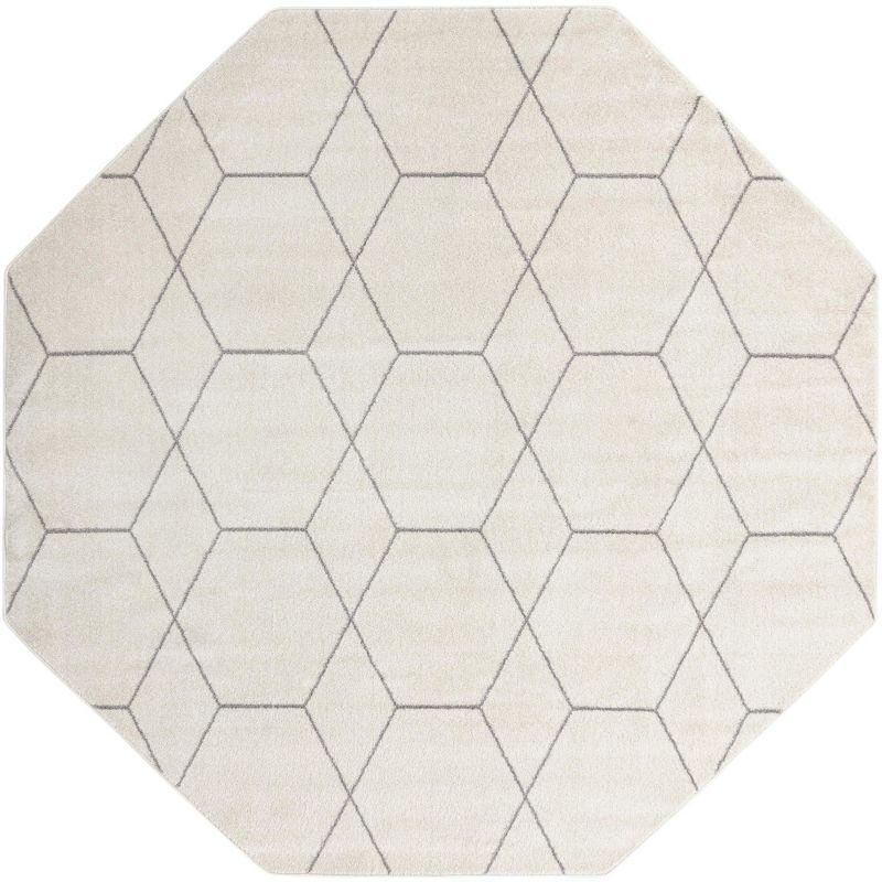 Ivory & Gray Trellis Octagon Easy-Care Synthetic Rug