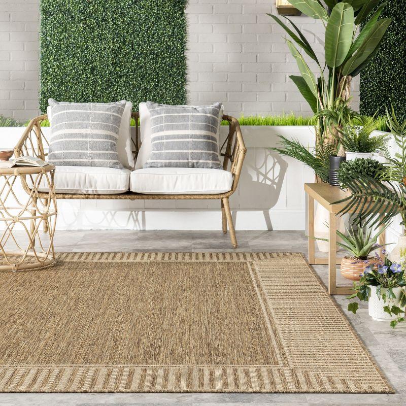 nuLOOM 4' x 6' Outdoor Area Rug, Stain Resistant, Weather Resistant, High Traffic, Patio, Balcony, Outside, Living Room, Dining Room, Asha Light Brown