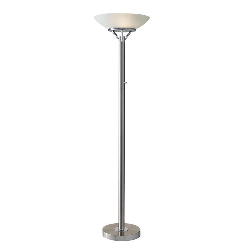 71.5" Expo Floor Lamp Silver - Adesso: ETL Listed, Metal Body, Glass Shade, 2 Sockets, Modern Design