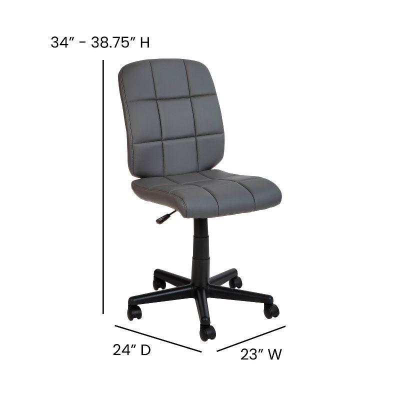 Sleek Modern Gray Vinyl Armless Swivel Task Chair