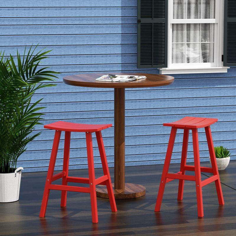 Red HDPE 29" Outdoor Saddle Seat Bar Stool