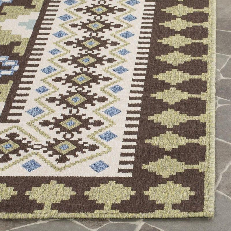 Reversible Chocolate and Green Synthetic 5' x 7' Outdoor Rug