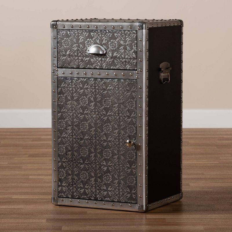 Cosette Metal Floral Accent Cabinet Silver - Baxton Studio: Universal Storage Footlocker, 28" High