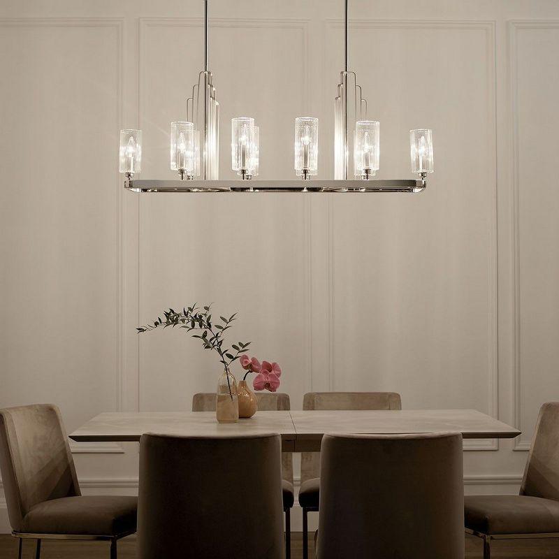 Kimrose™ 10 Light Linear Chandelier with Clear Fluted Glass Brushed Natural Brass