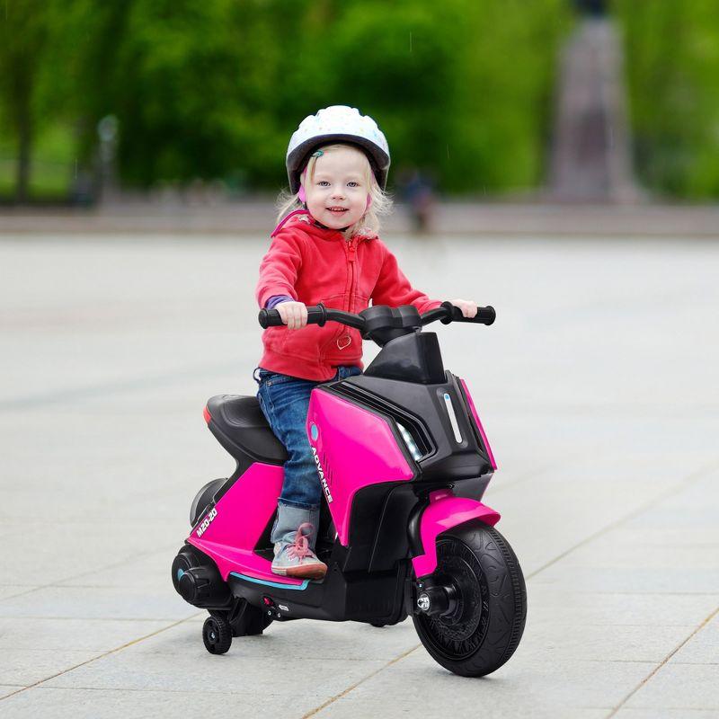 Aosom 6V Kids Motorcycle Dirt Bike Electric Battery-Powered Ride-On Toy Off-road Street Bike with Music, Headlights, Rechargeable Battery, Pink