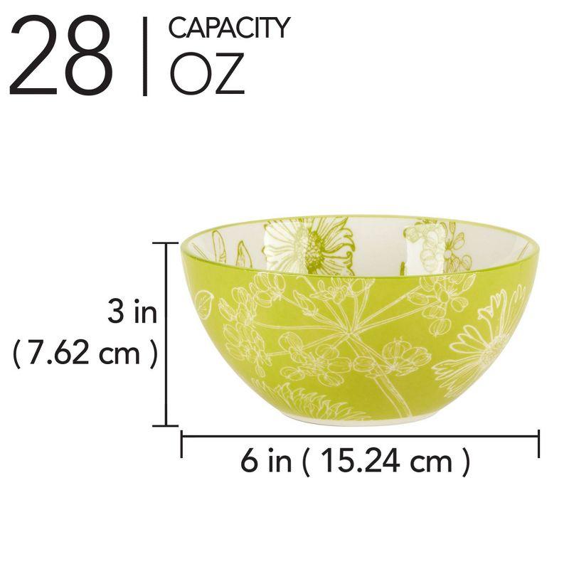 Botanical Multicolor Ceramic All-Purpose Bowls, Set of 6