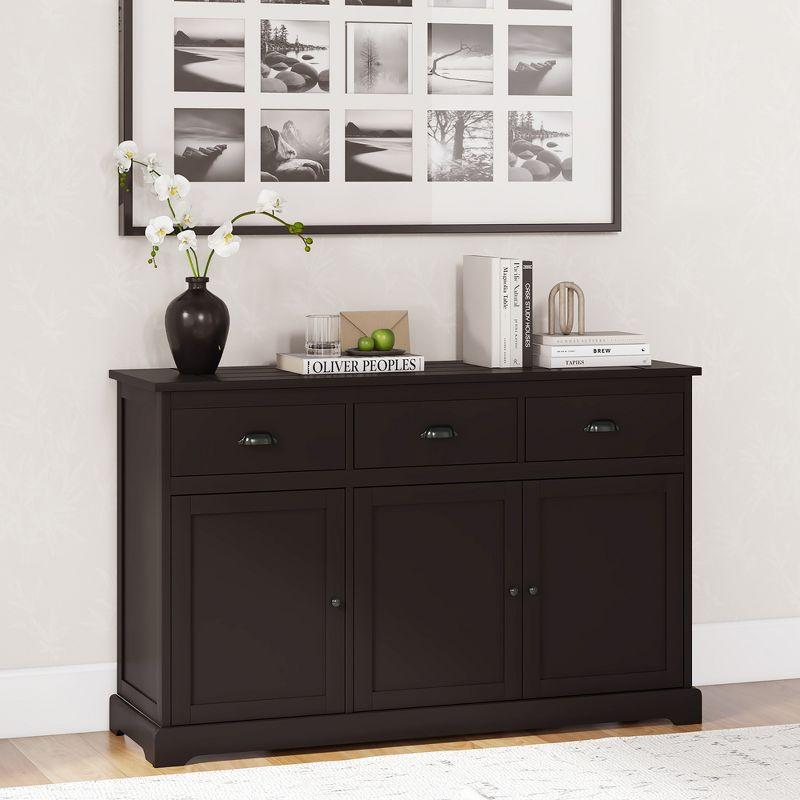 Costway Sideboard Buffet Cabinet Console Table Kitchen Storage Cupboard w/3 Drawers Brown