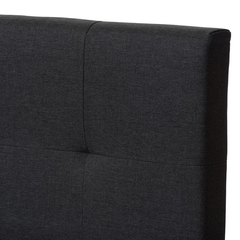 Twin Brookfield Modern and Contemporary Fabric Upholstered Bed Black - Baxton Studio: Charcoal Polyester, Grid-Tufting Design, Solid Wood Legs