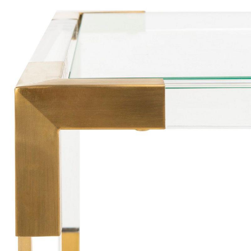 Elegant Gold Rectangular Metal and Glass End Table