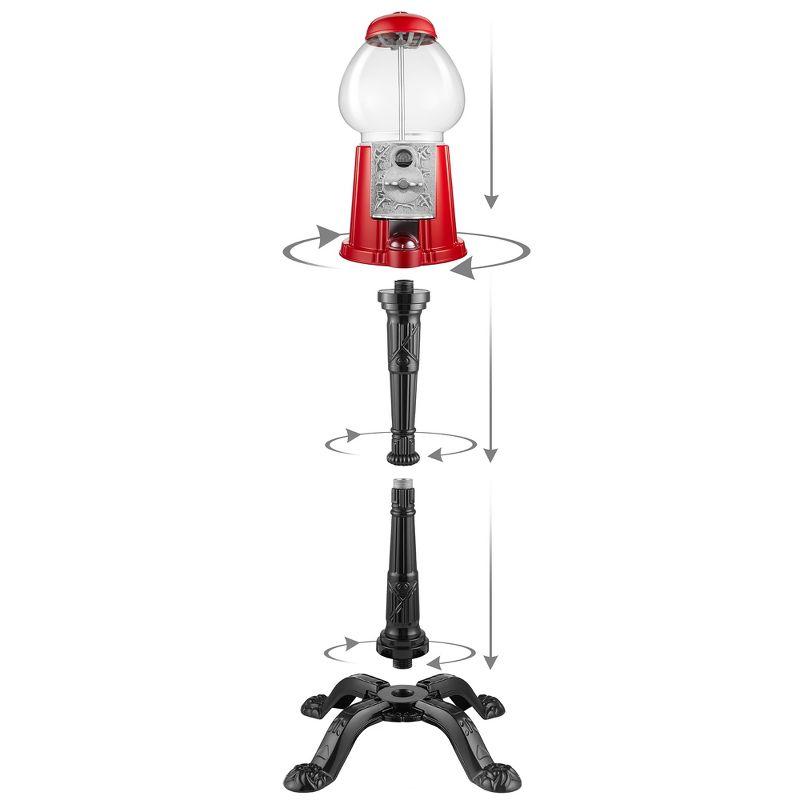 Olde Midway 15" Gumball Machine with Stand Coin Bank - Red, Vintage-Style Bubble Gum Candy Dispenser