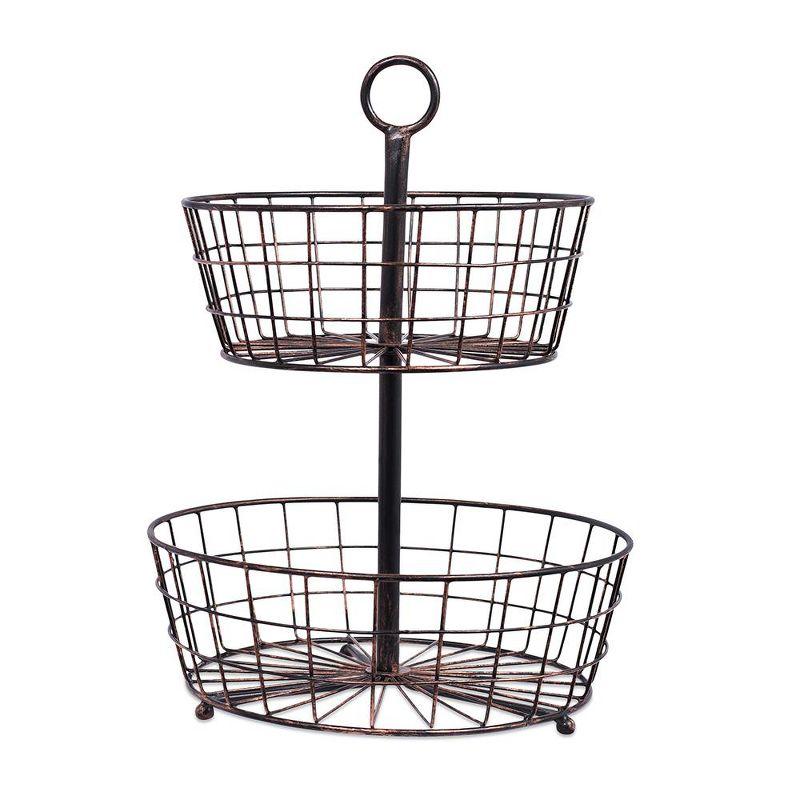 Black Metal 2-Tier Wire Fruit Basket