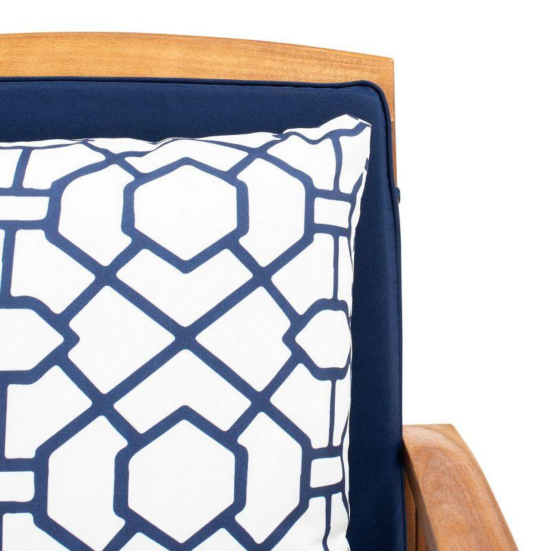 Rocklin 4 Piece Patio Outdoor Conversation Set - Natural/Navy/Blue / White - Safavieh