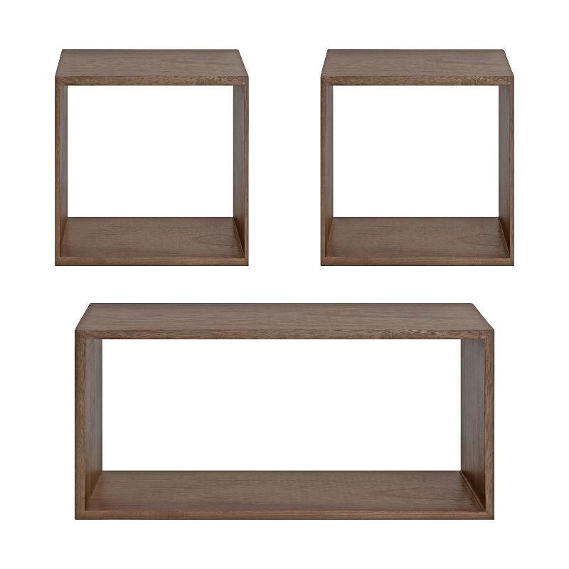 Kate and Laurel Beacon Rectangle Wood Accent Shelf, 3 Piece, Rustic Brown