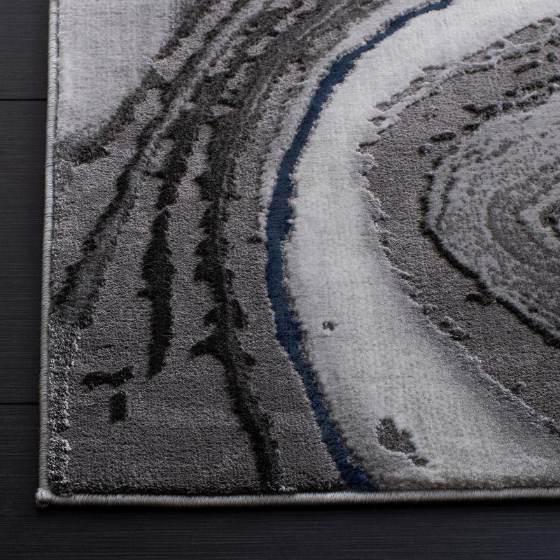 Elysian Abstract Blue/Grey Hand-Knotted 9' x 12' Synthetic Rug