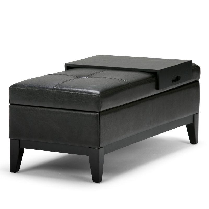 Simpli Home Oregon 42"W Upholstered Storage Ottoman Bench with Lift-Top Lid and Tray
