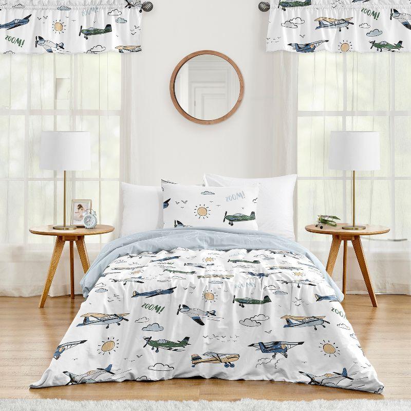 Airplane Green and Blue Twin Comforter Set by Sweet Jojo Designs (Set of 4)